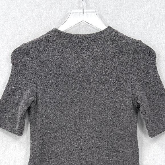 ENZA COSTA Terry Knit Half Sleeve Sweater Top Womens Small Gray Crew Neck NEW - Picture 4 of 12
